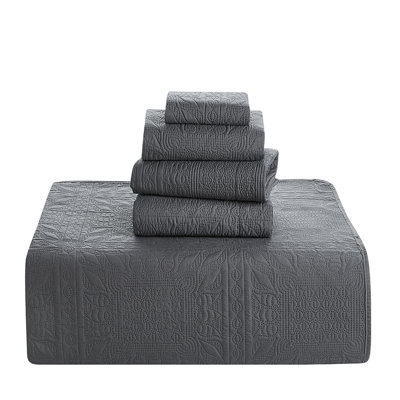 Grid Weave Premium Microfiber Reversible Quilt Set