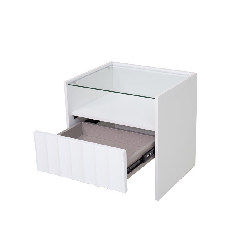 Charday 40cm W Metal Bedside Table, White