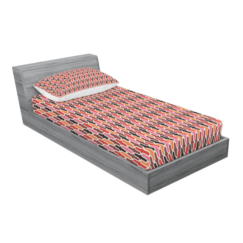 Ensemble de draps horizontales à lignes arrondies, Ensemble de draps pour lit simple TG avec drap-hou