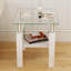 Ensemble 2 pièces table de thé moderne en verre trempé - transparent / carré blanc-624641985