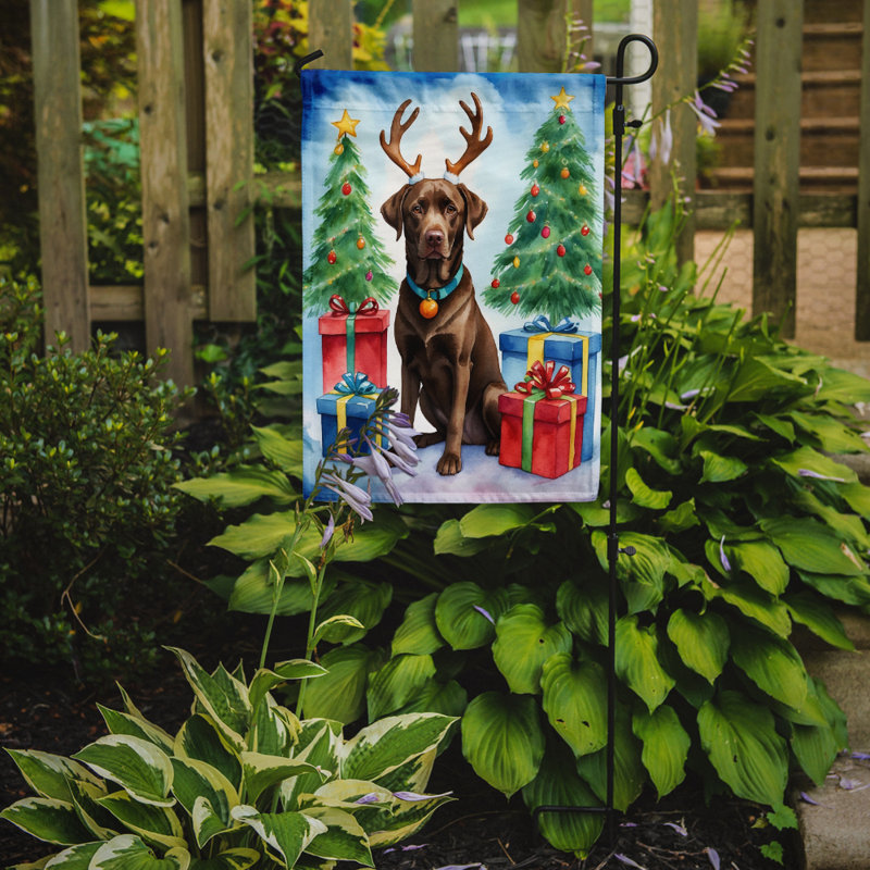 Drapeau de Noël renne de jardin, Labrador Retriever chocolat