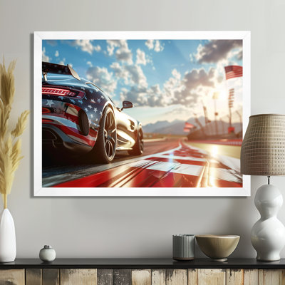 Sports Car At The Track - Race Tracks Wall Art Print