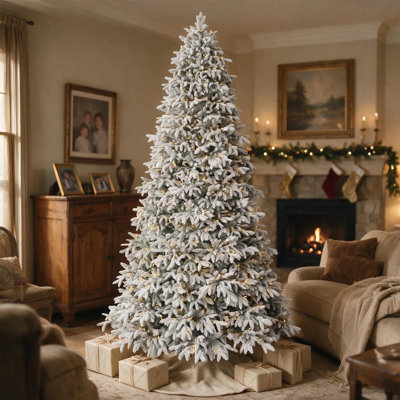Arbre de Noël artificiel enneigé 9 pi avec 1050 lumières DEL multicolores et 7052 extrémités de branches articulées
