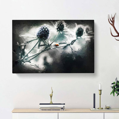 Ladybird Upon A Thistle Flower In Abstract - Wrapped Canvas Painting