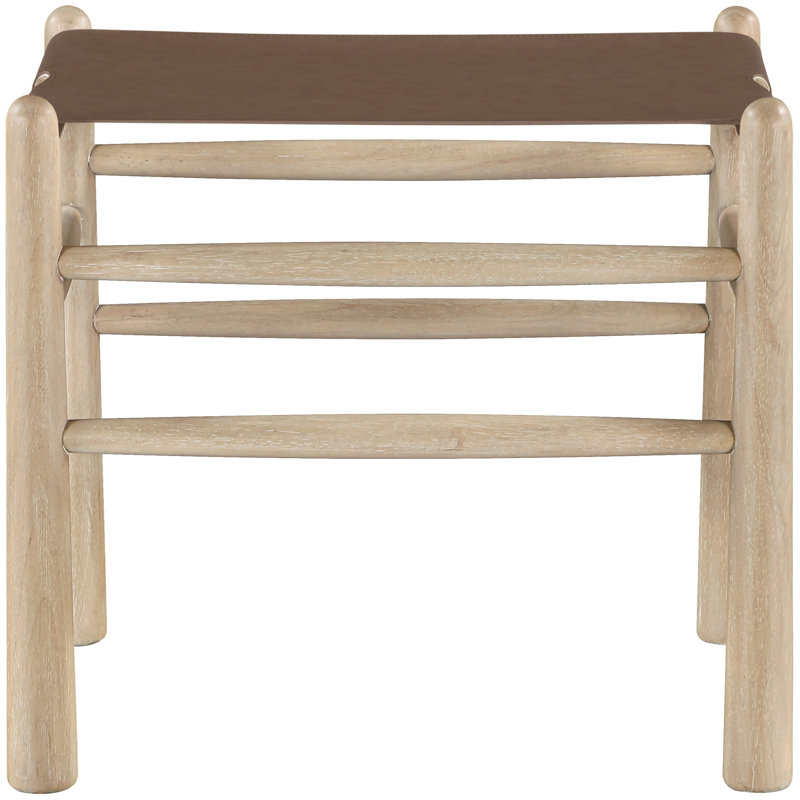 Banc rembourré en cuir Santos, Cuir brun végétalien, Teint naturel