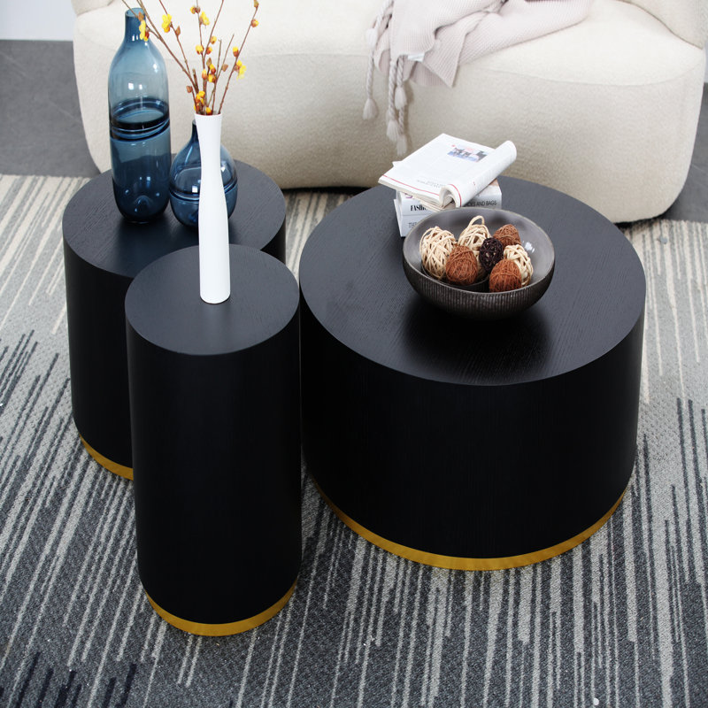 Table basse ronde en faux bois Placeeda, H 15,6 po x L 23,4 po x l 23,4 po