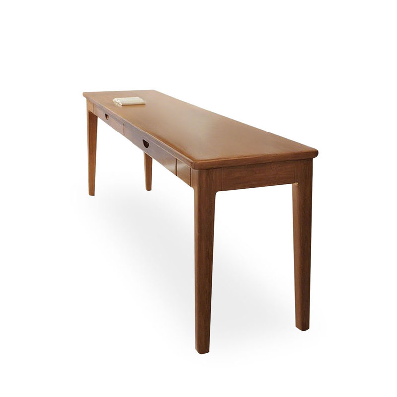 Bureau rectangulaire brun en bois massif, 29.5" H x 70.8" W x 21.6" D