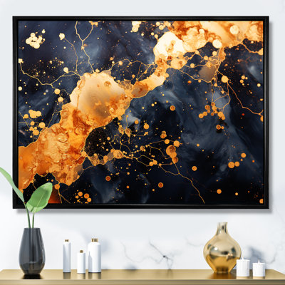Or et galaxie noire - art mural Tachisme