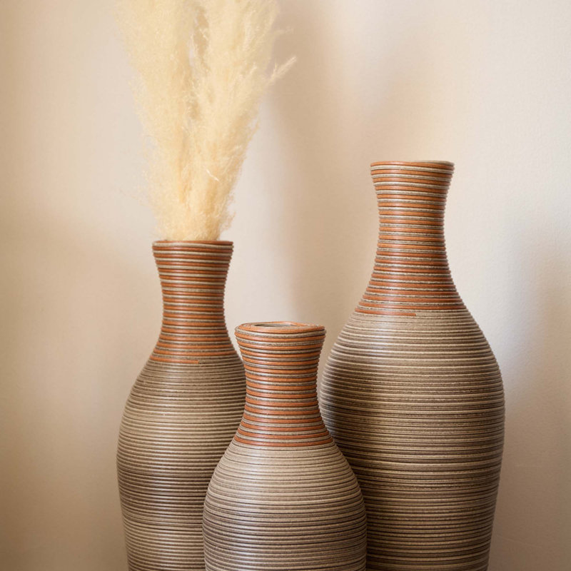 Ensemble de 3 vases de bureau décoratifs artificiels classiques, support à fleurs haut indépendant (H 20 po / 24 po / 28 po)