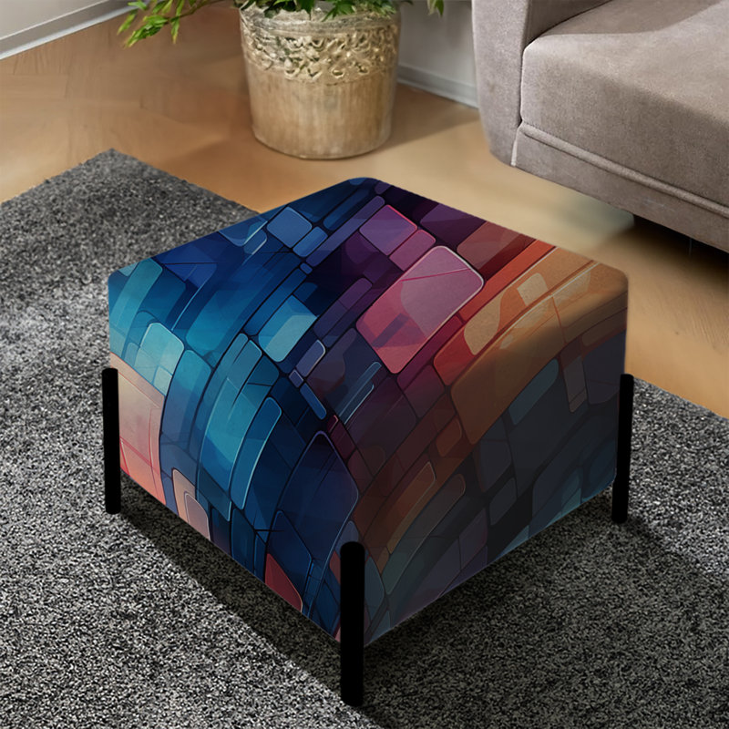 Cubes Matrix mauves et bleus - repose-pieds carré géométrique
