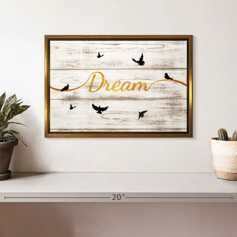 Rêve typographie V, Cadre flottant doré, 13 po x 9 po