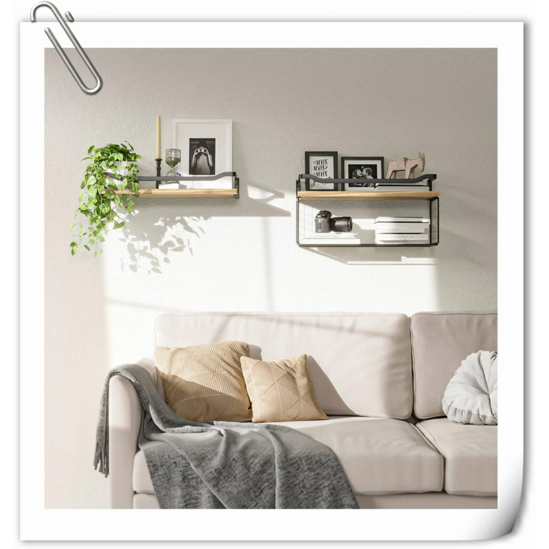 Calogera 2 Piece Wood Floating Shelf, Natural Wood