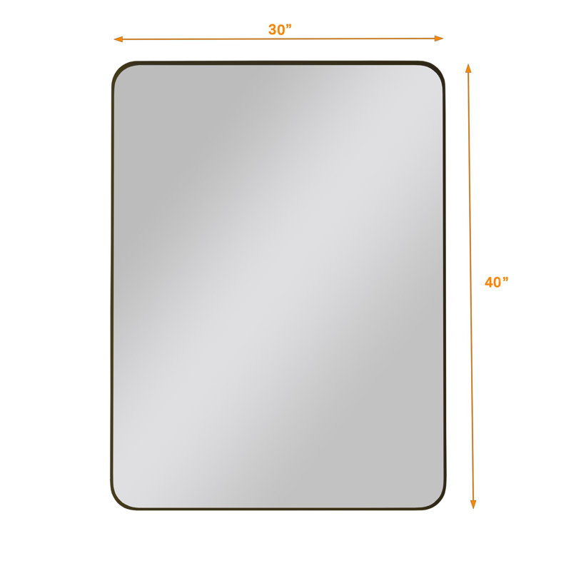 Stainless Steel Rectangle Mirror, Black, 40" x 30"