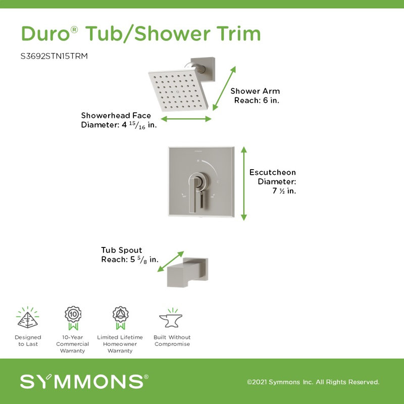 Duro HydroMersion Single Handle Tub & Shower Faucet, Satin Nickel