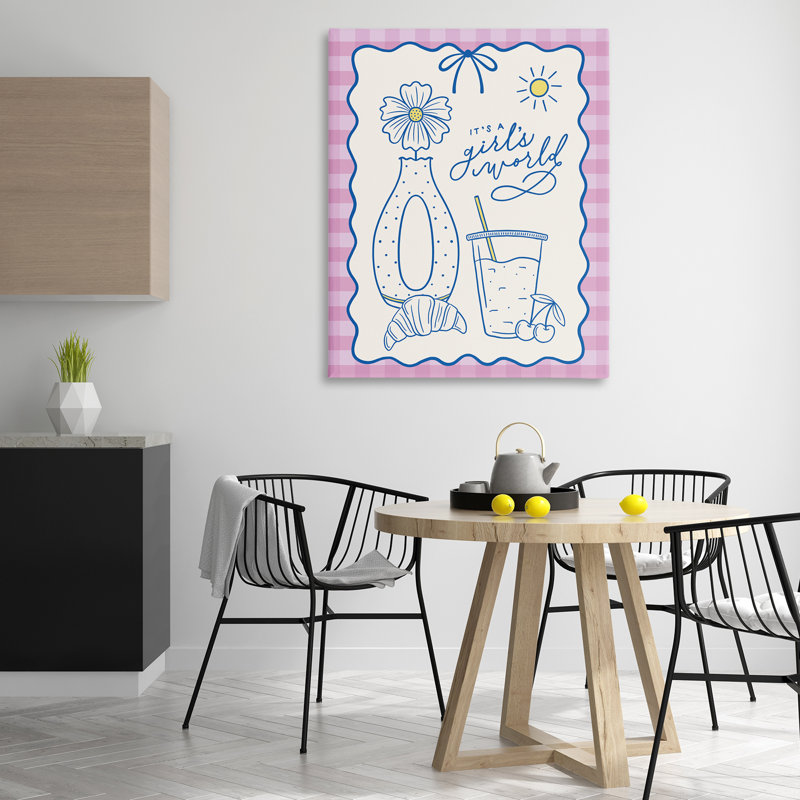  «Girl's World on Plaid», art mural sur toile par Jalynn Heerdt, H 48 po x l 36 po