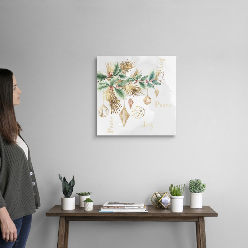 Peace & Joy Branch-impression d’art textuel sur toile, Toile tendue, H 20 po x l 20 po x P 1,25 po