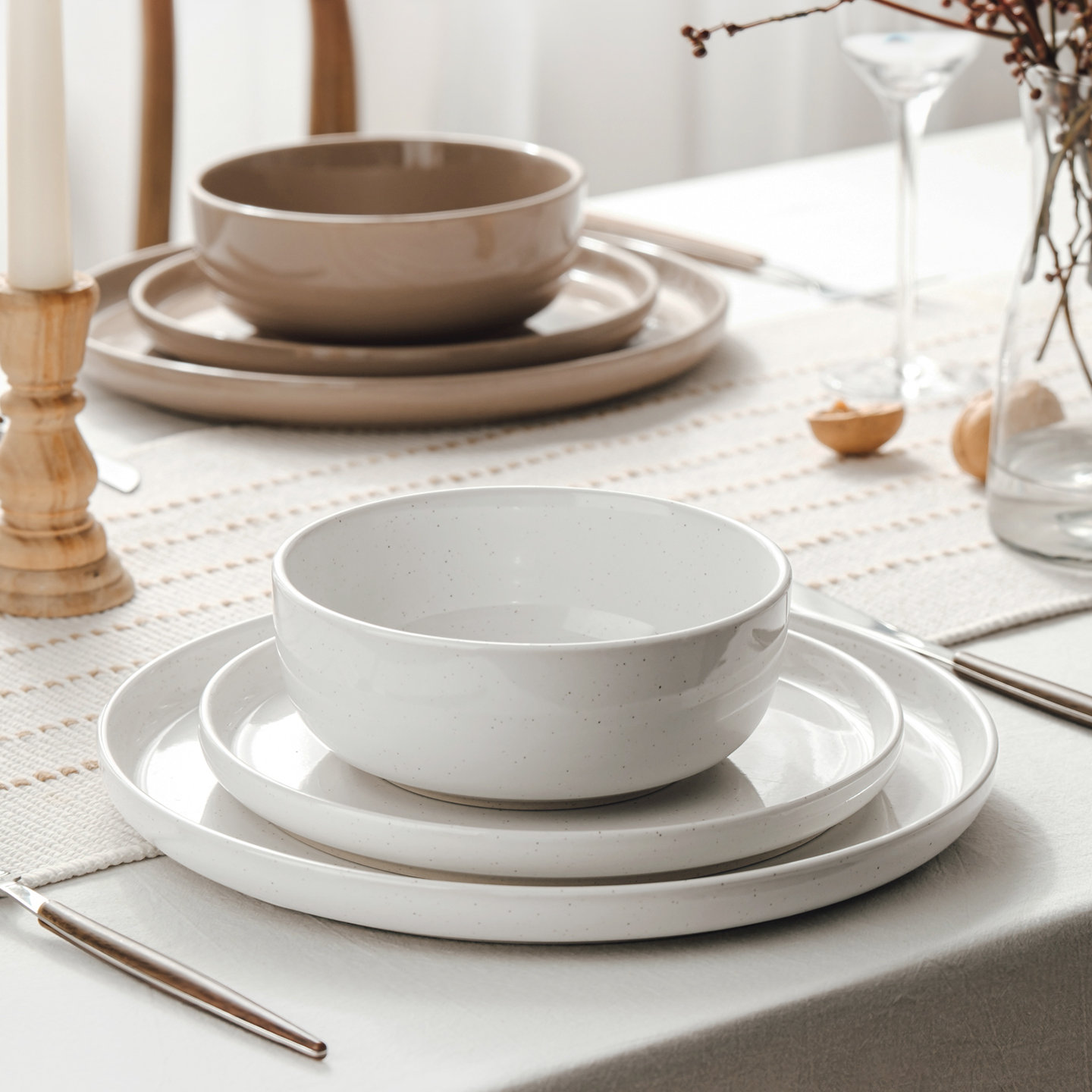 Daytona Stoneware Dinnerware Set - Service for 4, Multicolor