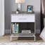 Table en chêne gris vieilli et blanc patiné avec tiroir ouvert pratique et décoration pour la décoration intérieure
