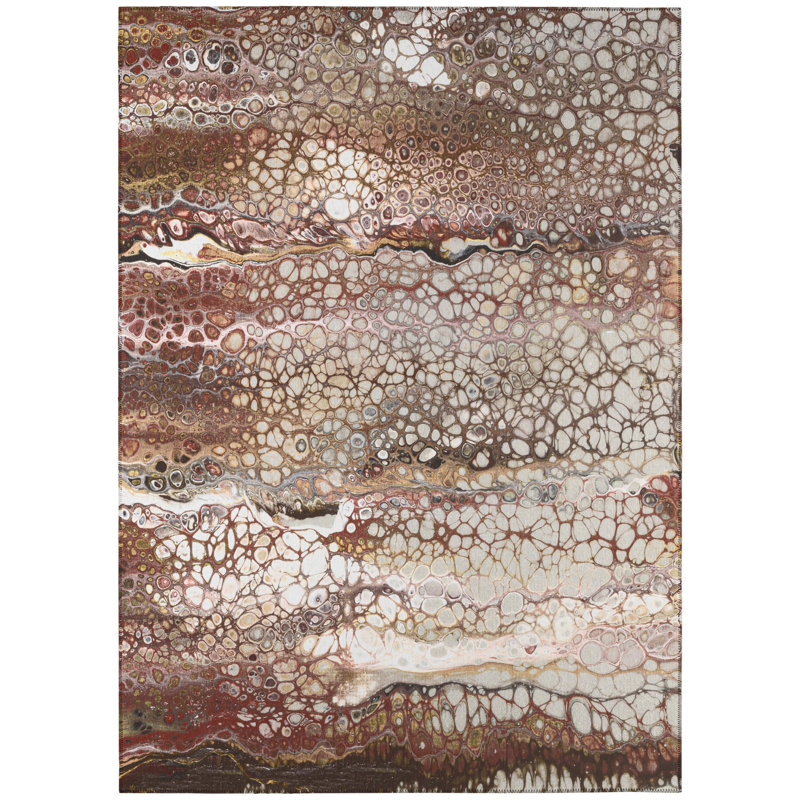 Tapis abstrait brun tissé à la machine, Rectangulaire 8 pi x 10 pi