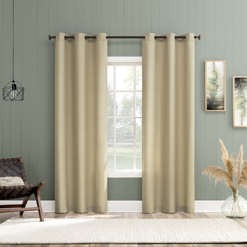 Panneau de rideau semi-diaphane avec œillets Landon, L 40 po x L 63 po, Beige