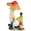Statue de gnomes de jardin en résine 6 po faisant la sieste sous les champignons avec lumières solaires