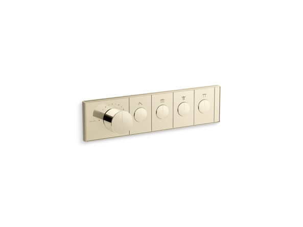 Anthem Four-Outlet Thermostatic Valve Control Panel With Recessed Push-Buttons