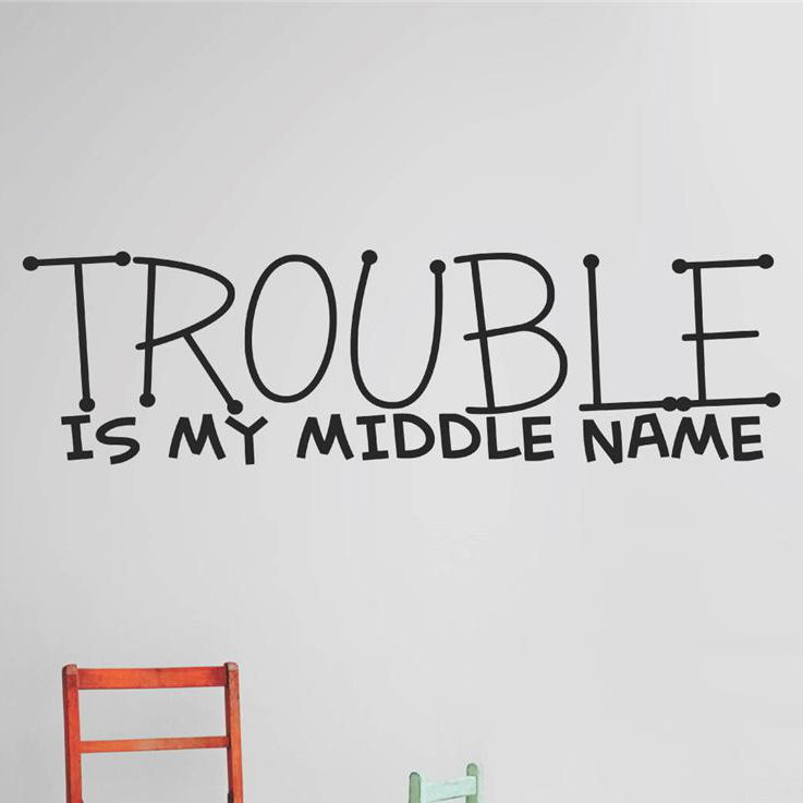 Décalcomanie murale « difficulté is my middle name », H 6 po x l 20 po x P 0,16 po, Noir