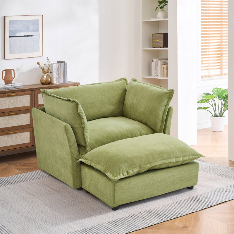 Canapé rembourré avec repose-pieds Danieal, Vert