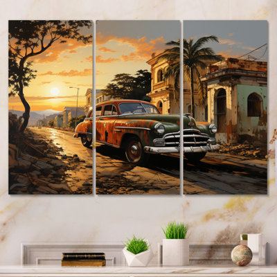 " Cuba Havana Sunset " 3 - Pieces
