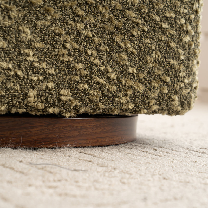 15" Wide Upholstered Swivel Pouf Ottoman, Green, Brown