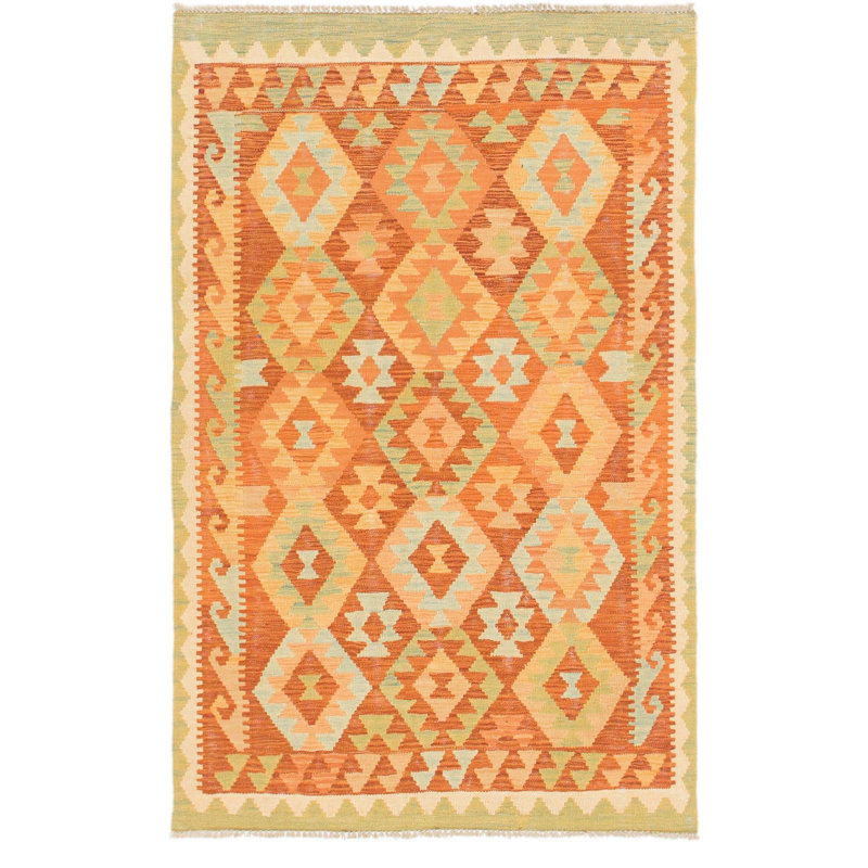 Tapis de zone en laine rouge 3 pi 2 po x 4 pi 10 po one-of-kind main-noué la Elland