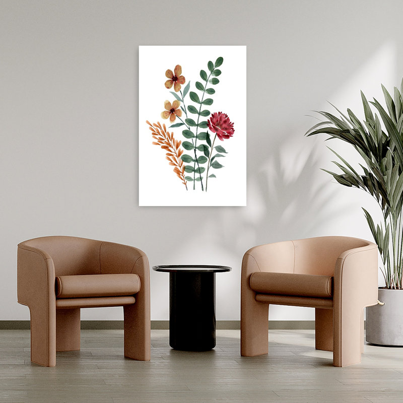 Aquarelle rustique, fleurs délicates, art abstrait d'automne, H 36 po x l 24 po
