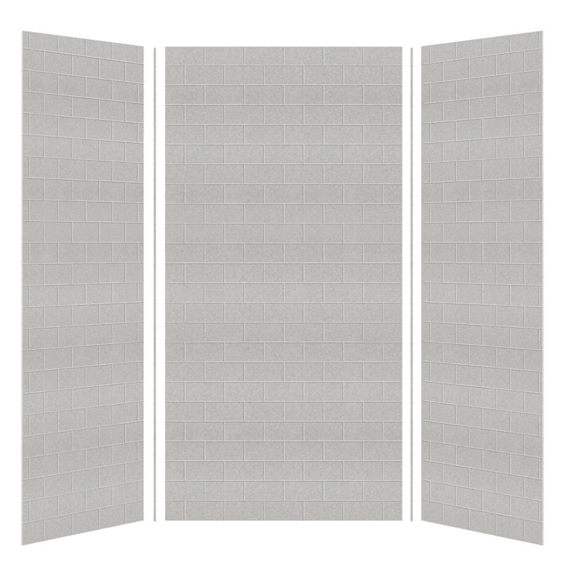 Mur de douche à trois panneaux 96 po x 48 po x 36 po Saramar, H 96 po x l 48 po x P 36 po, Plage grise