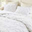 Édredon très grand 3 pièces, motif floral texturé avec matelassage, aspect moelleux, microfibre brossée douce, matelassé et froncé-124265299-124265301