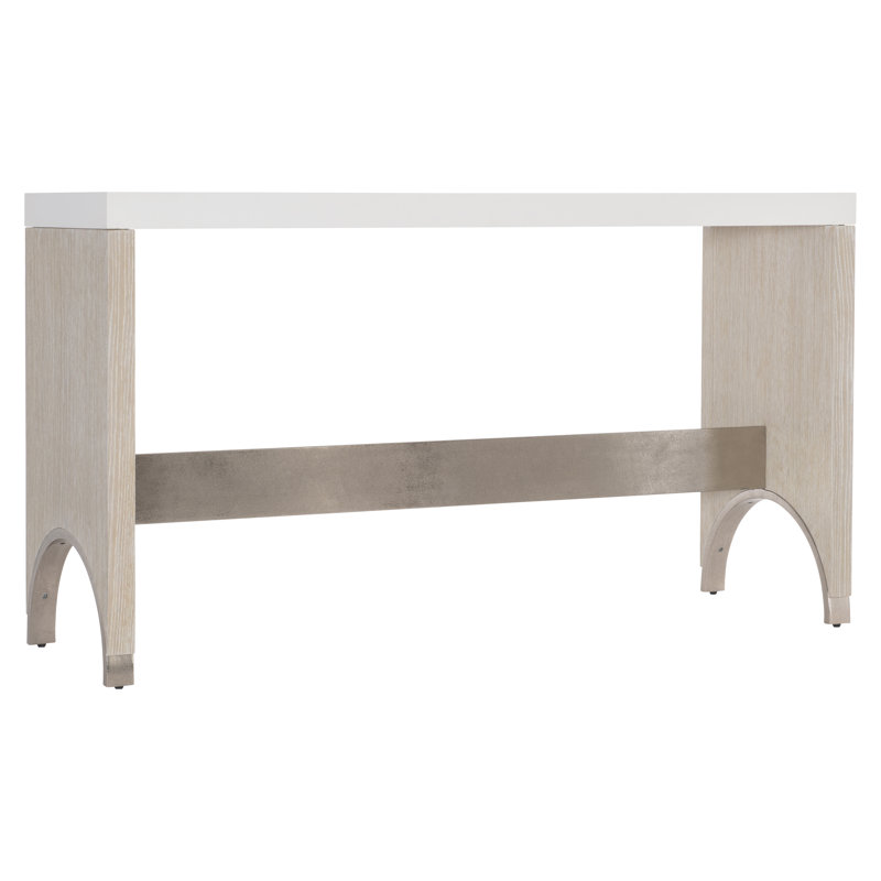 Solaria 60'' Beige Solid Wood & Metal Console Table with Faux Stone Top