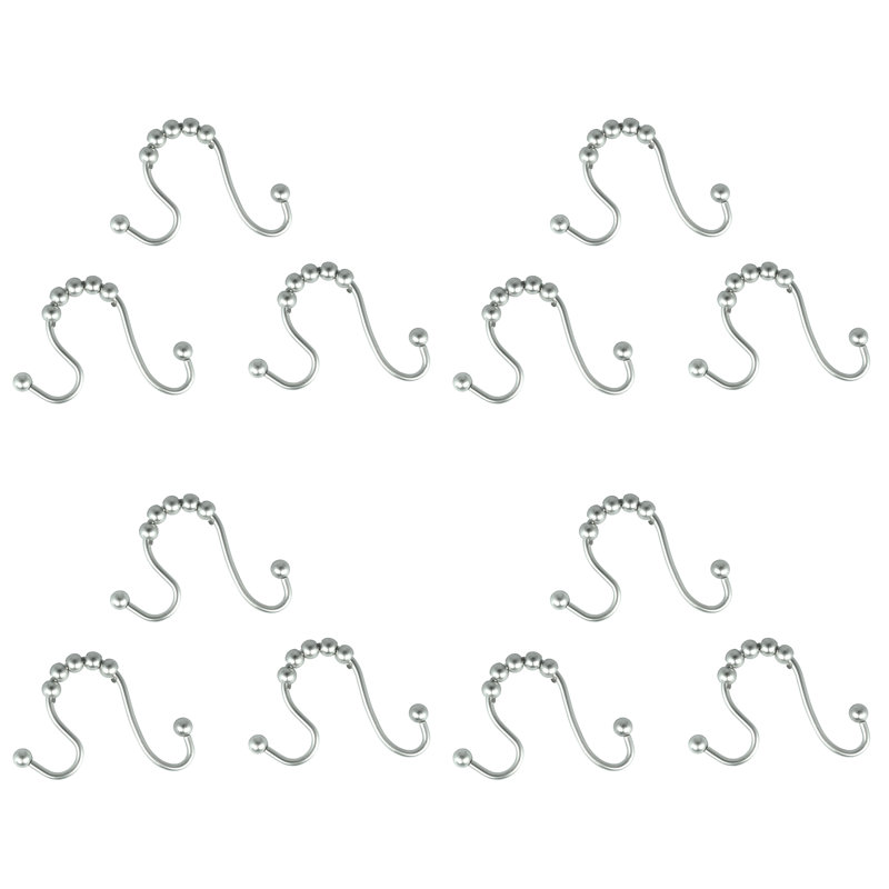 Crochets de rideau de douche à double rouleau Modern, Nickel