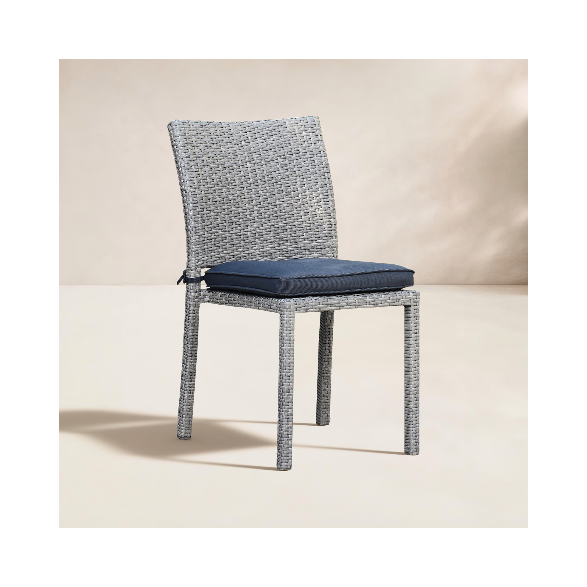 Alyisa Premium All-Weather Wicker Outdoor Stacking with Cushion, Gray, Purple