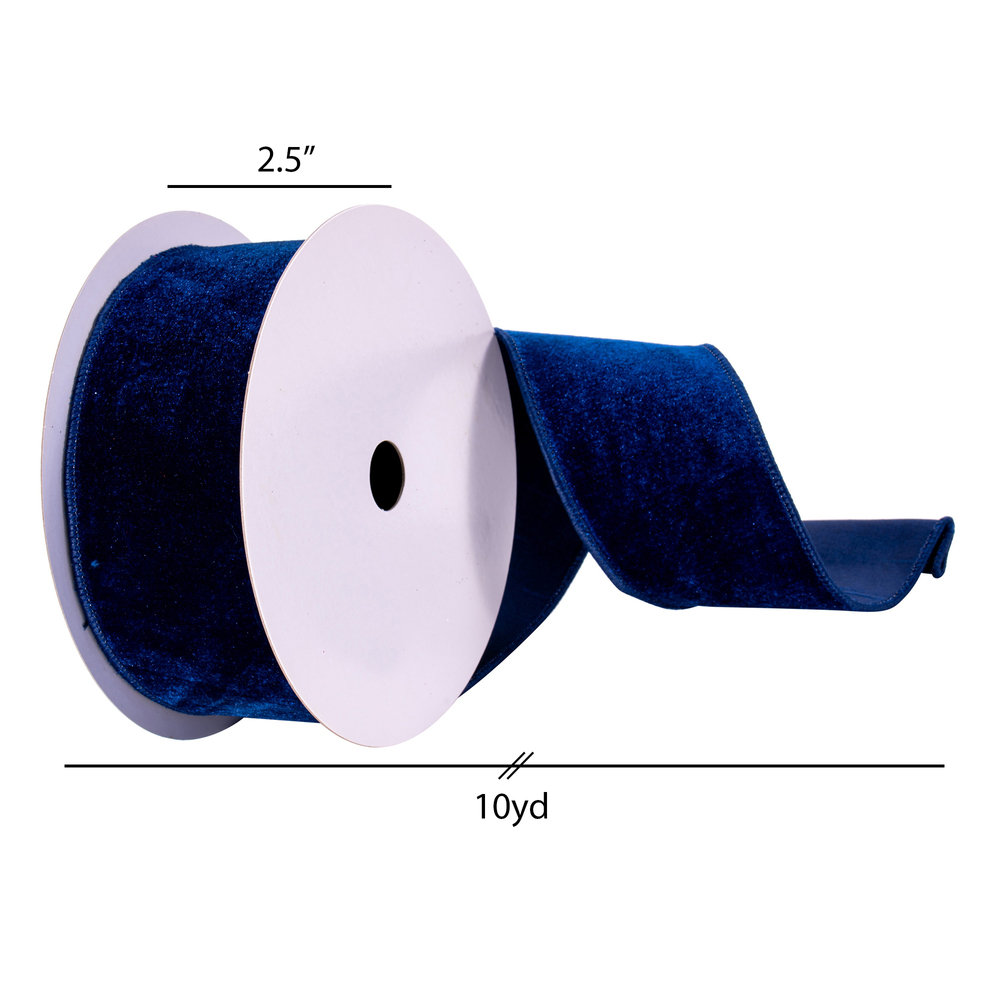 Vickerman 2.5" X 10 Velvet Ribbon. 2.5'' Fabric Shatterproof Ribbon