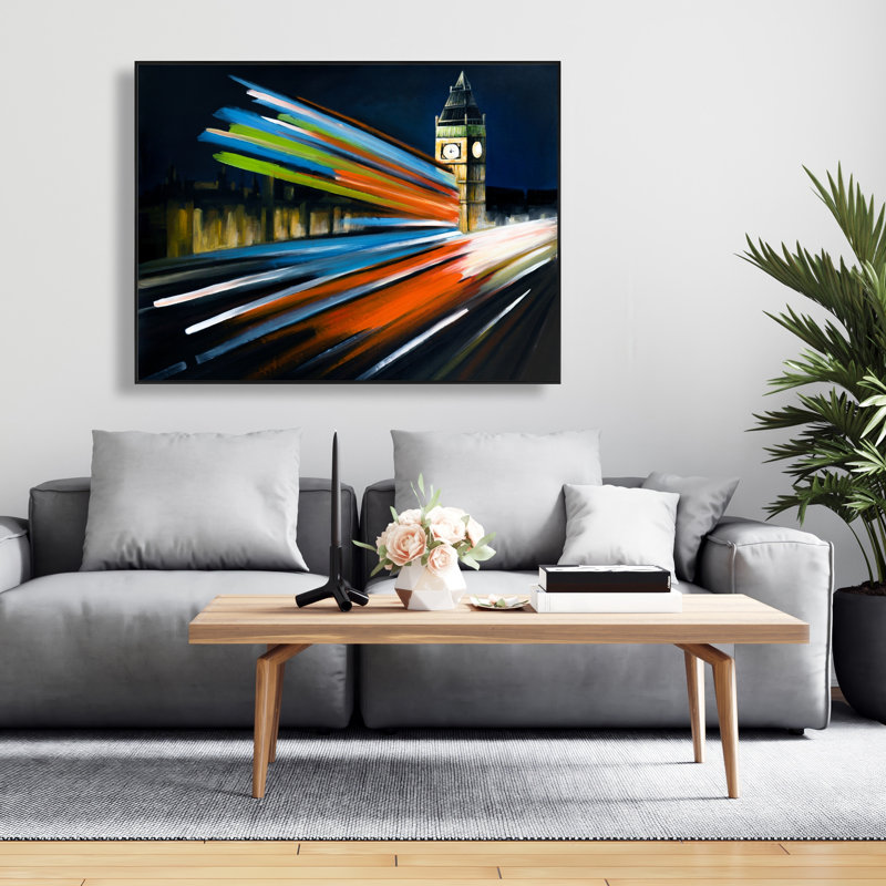 «London Bus with Long Exposure», décor de toile rouge