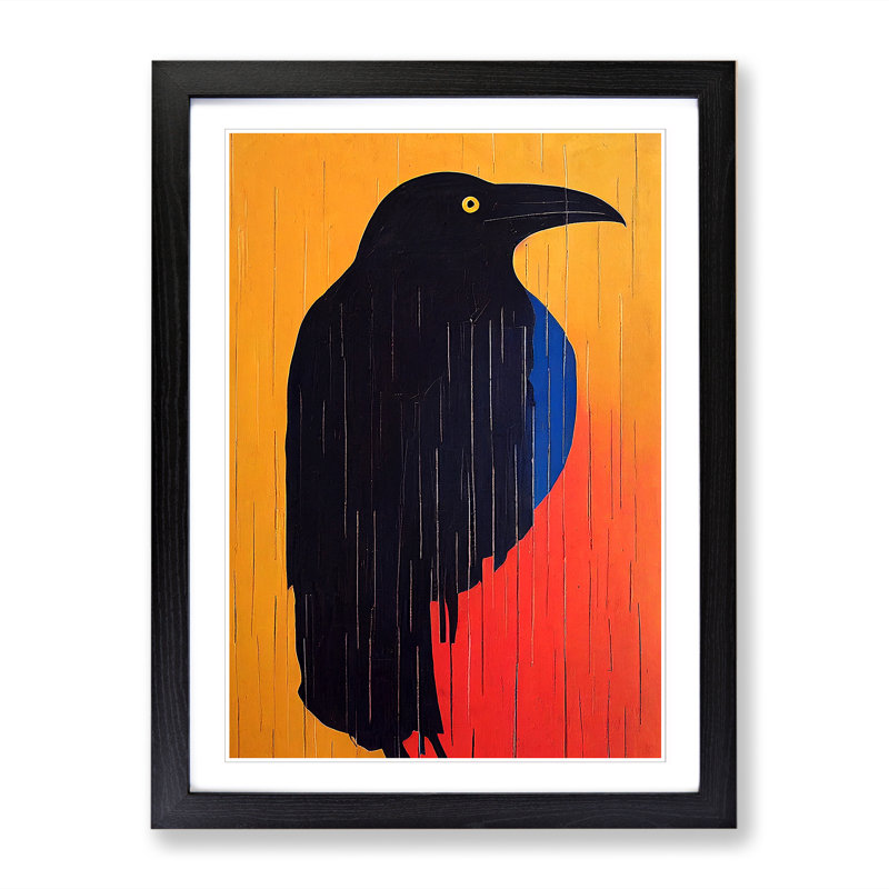 Raven Bird Graffiti Vol.1 - Single Picture Frame Print, Black, 64cm H x 46cm W x 2cm D