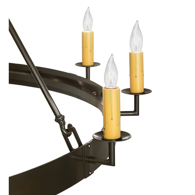 Suffolk 24 - Light Dimmable Wagon Wheel Chandelier