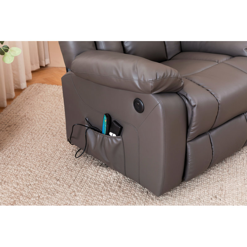Fauteuil inclinable électrique en cuir Jesseca, Similicuir gris foncé