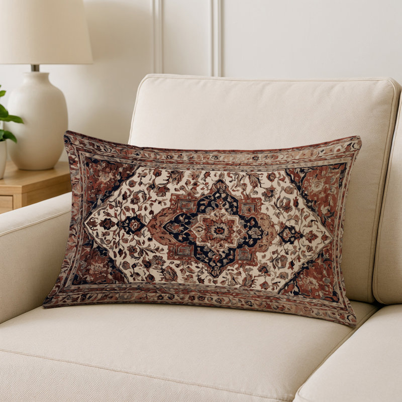 Coussin décoratif intérieur et extérieur Modern, Brun oriental brun 4, Rectangle H 25 po x l 18 po