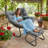 Dark Gray Egg Rocking Chair With Ottoman, All-Weather Wicker Lounge & Cushions-839681000-839681004