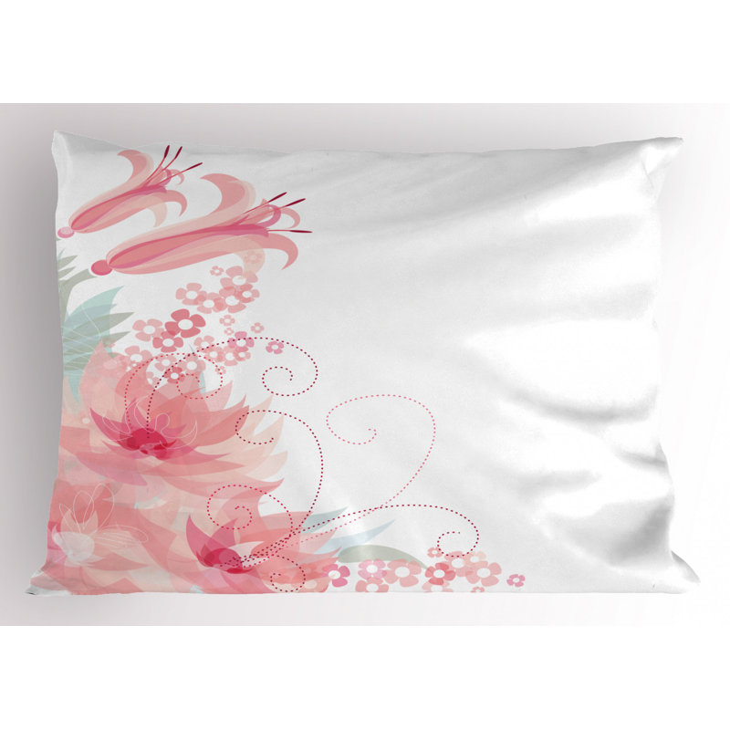 Pink/White Polyester Microfiber Piece Sham, Twin