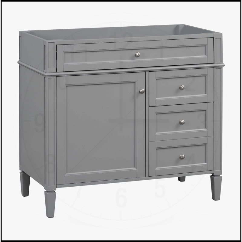 Bathroom Vanity without Top Sink, Grey, 33" H x 35.74" W x 17.87" D