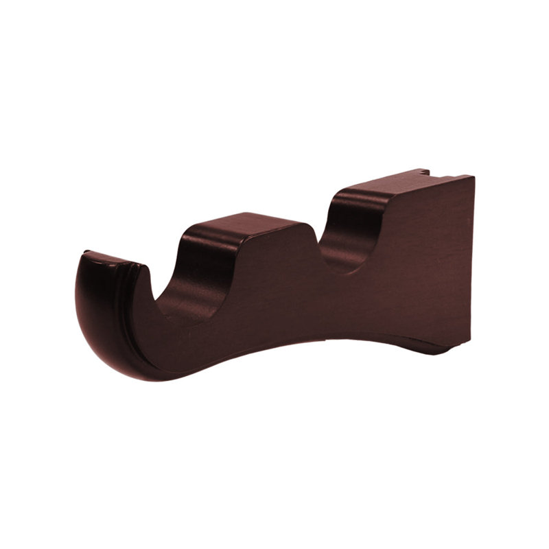 Paquet de 3 supports de tringle à rideaux double en bois (1 3/8 po), Acajou antique
