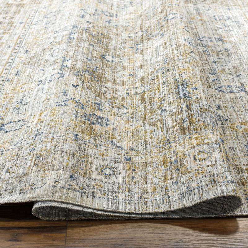 Margaret Gray and Taupe Synthetic Washable Rectangular Area Rug