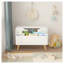 Boîte à jouets en bois avec bibliothèque à l'avant, couvercle rabattable et charnière de sécurité pour l'organisation de la chambre des enfants