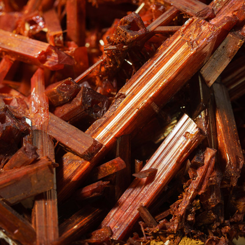 Crocoite de la mine de plomb rouge, Dundas, Tasmania, Australie